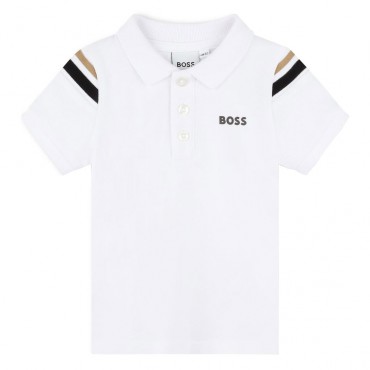 Biała koszulka polo dla chłopca Hugo Boss 006778 - A - t-shirt niemowlęcy