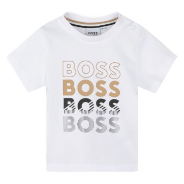 Biała koszulka dla chłopczyka Hugo Boss 006779 - A - t-shirt niemowlęcy