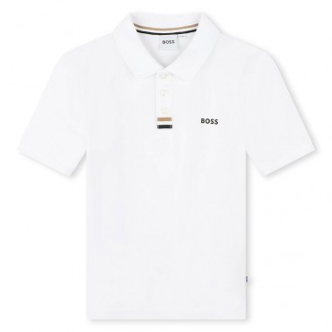 Biała koszulka polo dla chłopca Hugo Boss 006784 - A - ubrania dla dzieci