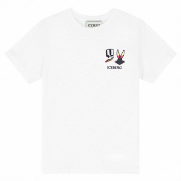 Biała koszulka dla chłopca Iceberg 006793 - A - markowe t-shirty dla dziecka