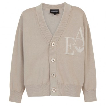 Beżowy kardigan dla chłopca Emporio Armani 006799 - A - markowy sweter dla dziecka