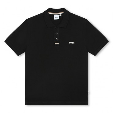 Czarna koszulka polo dla chłopca Hugo Boss 006820 - A - polówka chłopięca