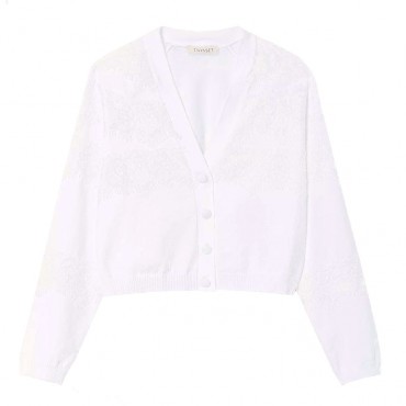Biały kardigan dla dziewczynki Twin Set 006824 - A - biały sweter na guziczki