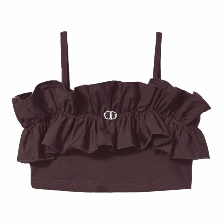 Czarny crop top dla dziewczynki Twin Set 006827 - A - krótki top dla nastolatki