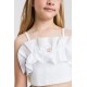 Biały crop top dla dziewczynki Twin Set 006829 - C - krótki top dla nastolatki