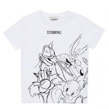 Biała koszulka dla chłopca Iceberg 006833 - A - T-shirt z nadrukiem