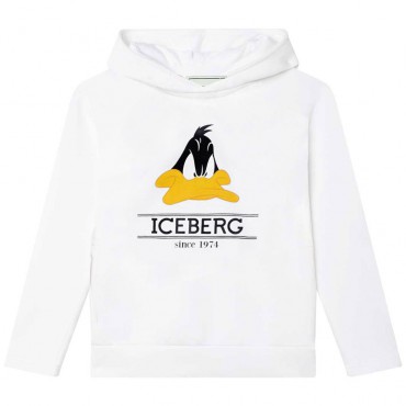 Biała bluza z kapturem dla chłopca Daffy Iceberg 006839 - A - markowe ubrania dla dziecka