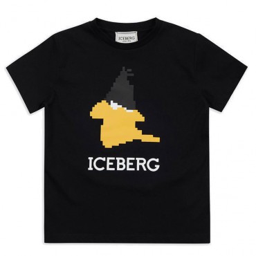 Czarna koszulka chłopięca Daffy Iceberg 006840 - A - t-shirt dla dziecka i nastolatka