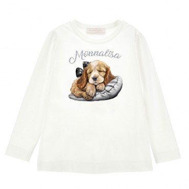 Koszulka dla dziewczynki Monnalisa 006852 - A - bluzeczka z pieskiem