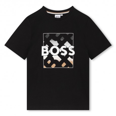 Czarny t-shirt dla chłopca Hugo Boss 006945 - A - markowe koszulki dla dziecka