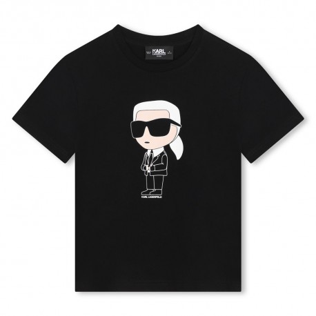 Czarny t-shirt dla chłopca Karl Lagerfeld 006959 - A - koszulki dla dziecka z bawełny organicznej