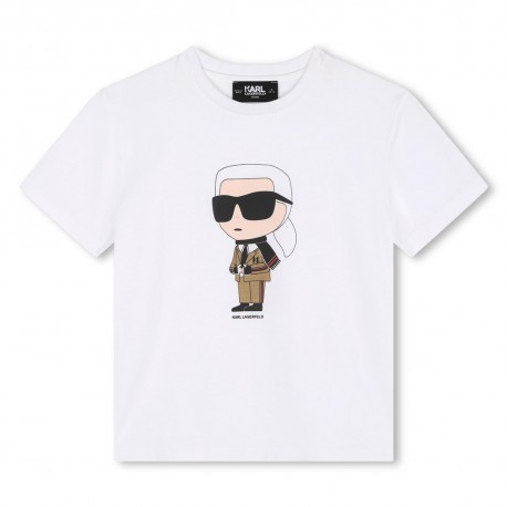 Biały t-shirt dla chłopca Karl Lagerfeld 006960 - A - ekologiczna koszulka z bawełny organicznej