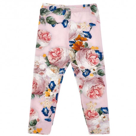 Legginsy dziewczęce w kwiaty Monnalisa 007111 - A - bawełniane legginsy