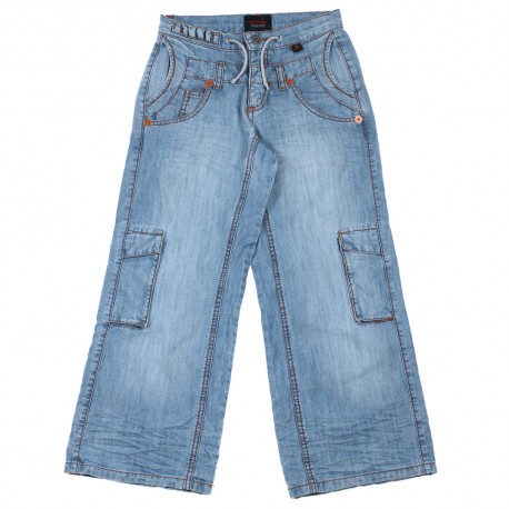 Jeansy chłopięce Roberto Cavalli 007524 - A - spodnie z szerokimi nogawkami