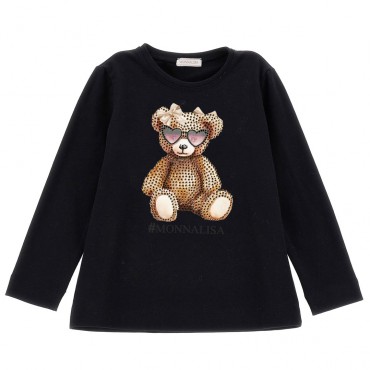 Czarna bluzka dziewczęca Teddy Monnalisa 19F616 6003 0050 A
