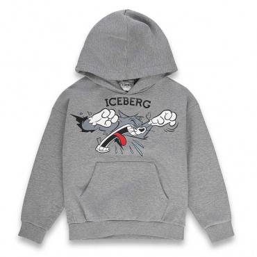 Szara bluza Iceberg dla chłopca MFICE6309J, nadruk Tom A