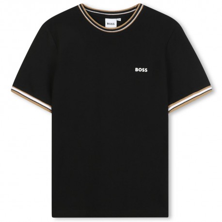 Czarny t-shirt dla chłopca Hugo Boss J52368 09B A