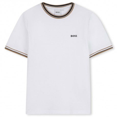 Biały t-shirt dla chłopca Hugo Boss J52368 10P A