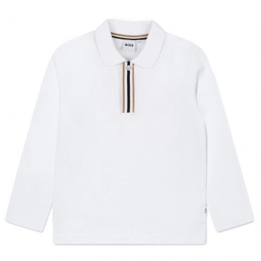 Białe polo dla chłopca Hugo Boss J52333 10P A