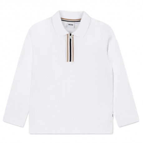 Białe polo dla chłopca Hugo Boss J52333 10P A