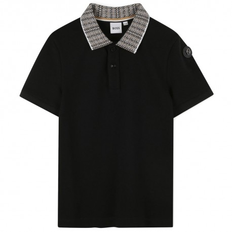 Czarne polo Hugo Boss J52341 09B dla chłopca A