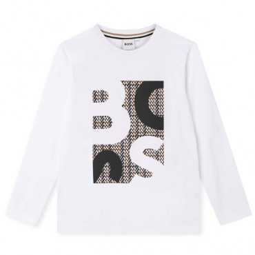 Biała koszulka chłopięca Hugo Boss J52362 10P A
