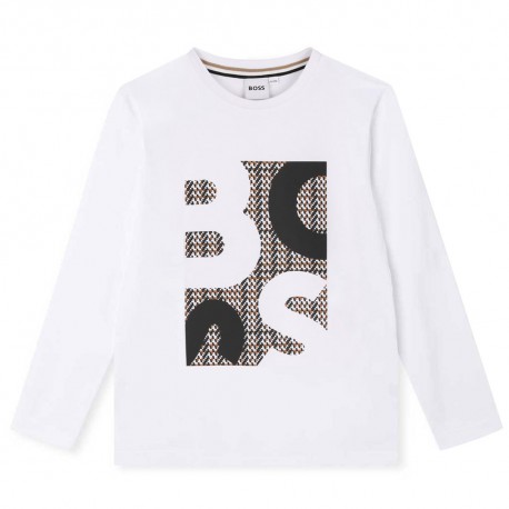 Biała koszulka chłopięca Hugo Boss J52362 10P A