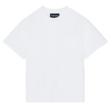 Biały t-shirt dla chłopca Armani EB001318 AF21808 U0003 A
