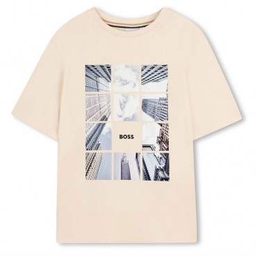 Piaskowa koszulka chłopięca hugo Boss J52988 21C