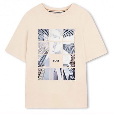 Piaskowa koszulka chłopięca Hugo Boss J52988 21C A