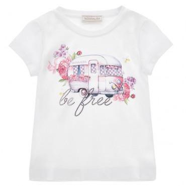 T-shirt dziewczęcy kamper Monnalisa 19G602