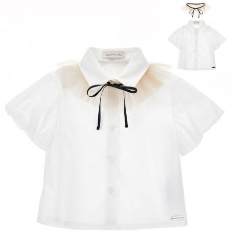Biała koszula dla dziewczynki Monnalisa 17G300 7153 9903 A