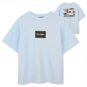 Błękitny t-shirt chłopięcy Karl Lagerfeld Z31101