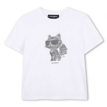 Biały t-shirt dziewczęcy Karl Lagerfeld Z31153 10P