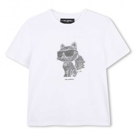 Biały t-shirt dziewczęcy Karl Lagerfeld Z31153 10P B