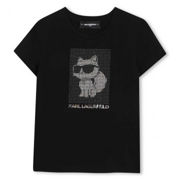 Czarny t-shirt dziewczęcy Karl Lagerfeld Z31158 09