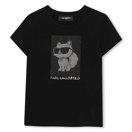 Czarny t-shirt dziewczęcy Karl Lagerfeld Z31158 09B A