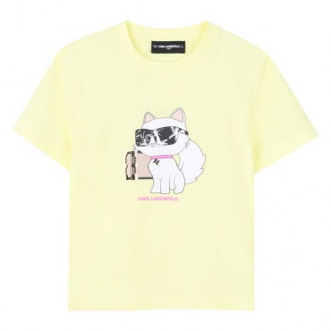 Żółty t-shirt dziewczęcy Karl Lagerfeld Z31162 556