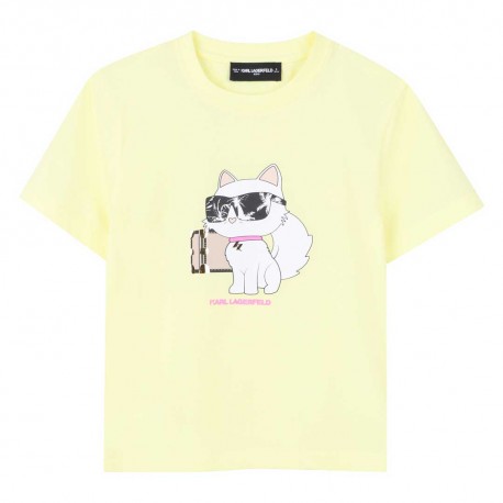 Żółty t-shirt dziewczęcy Karl Lagerfeld Z31162 556 A