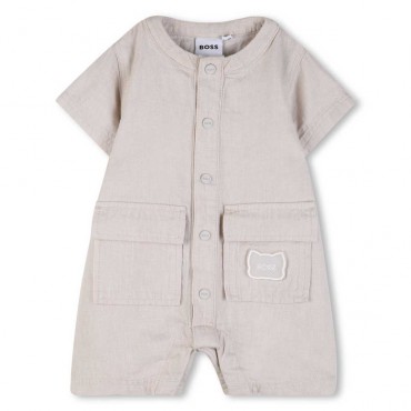 Pajac niemowlęcy z lnu i bawełny Hugo Boss J53030