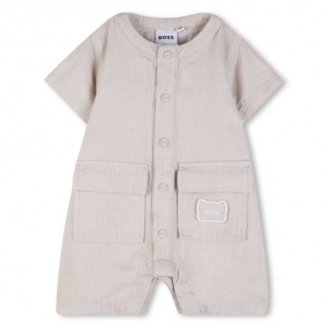 Pajac niemowlęcy z lnu i bawełny Hugo Boss J53030 A