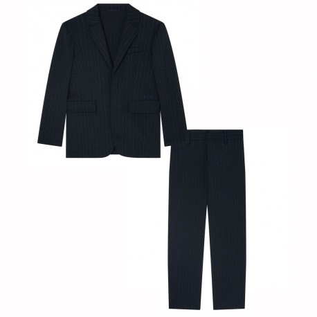 Granatowy garnitur chłopięcy w prążki Emporio Armani A