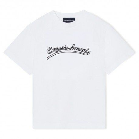 Biały t-shirt dla chłopca Armani EB001623 AF13715 U0003 A