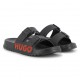 Czarne klapki dla chłopca 2 paski Hugo G01193 09B A