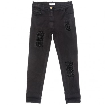 Czarne jeansy dziewczęce Monnalisa 198414