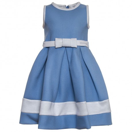 Błękitna sukienka z kokardą Monnalisa 000305 A