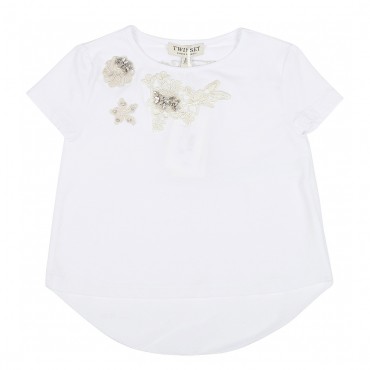Biała koszulka z kwiatem Twin Set 001101 A