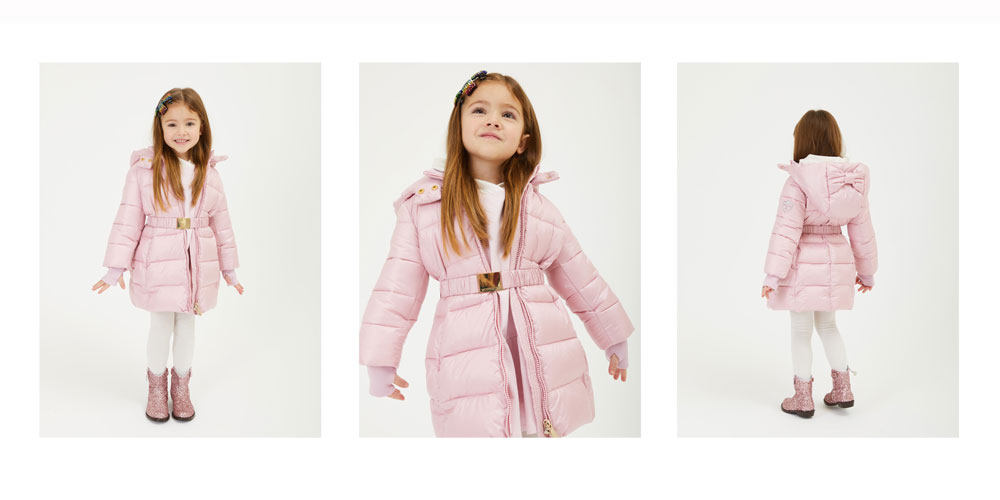 Ekskluzywna kurtka puchowa dla dziecka, zimowa, ciepła, długa, monnalisa.