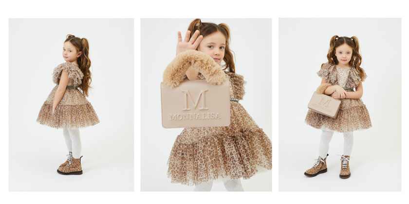 Sukienka w panterkę dla dziewczynki - tiulowa, ekskluzywna balowa suknia dla dziecka - monnalisa