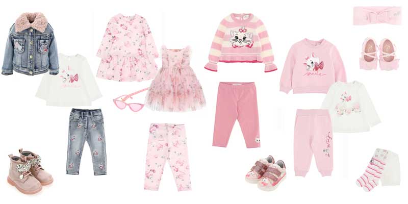 Ekskluzywne ubranka niemowlęce dla dziewczynki Monnalisa - sukienki, bluzy, spodnie, swetry, legginsy, koszulki niemowlęce w pudrowym różu.